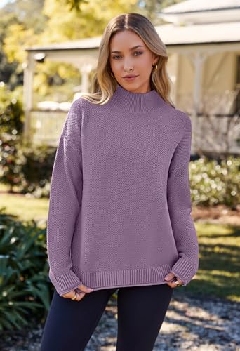 Image of MEROKEETY Women's Turtleneck Long Sleeve Sweater 2025 Fall Cozy Knit Loose Casual Trendy Pullover Tops Winter Clothes