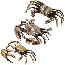 WEBEEDY 3 Styles Brass Crab Figurine Retro Miniature Copper Crab Statue Brass Animal Figures Decor for Home Garden Office Desk Shelf Car Dashboard Tea Table Decor Christmas Birthday Decoration