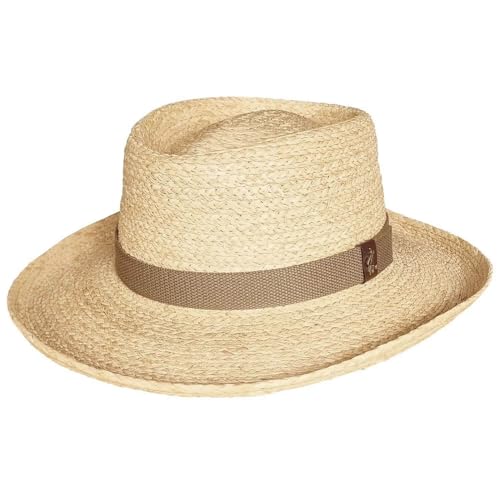 Gambler Hat 100% Raffia Straw Handmade Cowboy Hat - Natural (UK, Alpha, S, M, Natural)