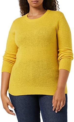 SPARKZ COPENHAGEN Women's Pure Cashmere O-Neck Pullover Regular Fit Classic Long Sleeve Jumper, Yellow (Tuscan Sun 362), 12 (Manufacturer Size:L)