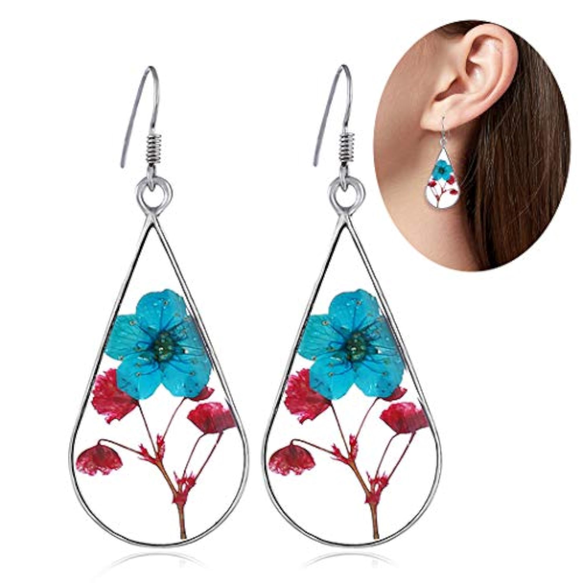 Dried Flower Water Drop Dangle Earrings