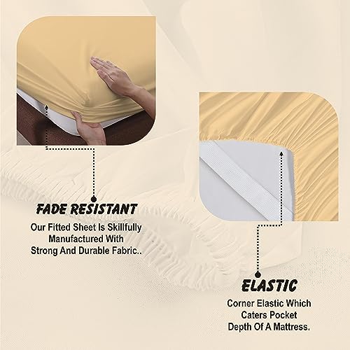 AmigoZone Egyptian Cotton 200 Thread Count 25CM/10" Deep Fitted Sheet (Super King, Latte) - Image 3