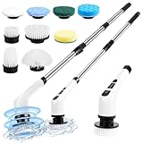 Ninsetinsoe Electric Spin Scrubber,Cordless Spin Scrubber for Cleaning with 8 Replaceable Brush Heads,Shower Scrubber with Adjustable Detachable Handle for Bathroom,Kitchen