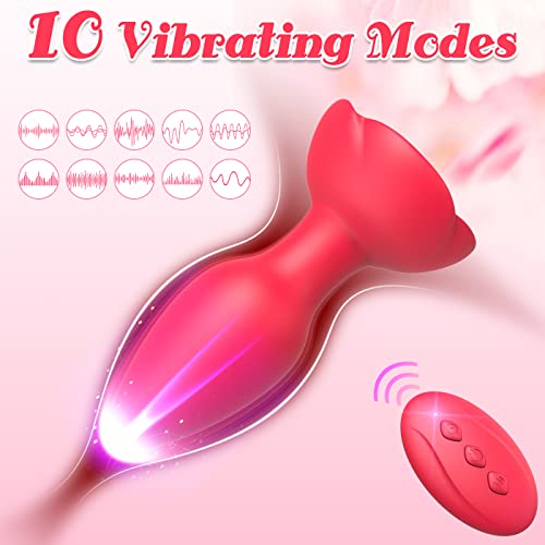 Anal Sex Toys Vibrators Butt Plug Sex Toy, Vibrating Rose Anal Plug, Remote Control Anal Toy With 10 Modes & Rose Base, Waterproof Silicone Rose Adult Toys & Games(Rose Red) #TOP2
