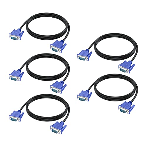 URELEGAN VGA Cable 3 FT 5-Pack, VGA Monitor Computer Cord 1080P Full HD Male to Male HD15 (15 Pin) for Splitter, Switch, Computer PC Monitor Laptop TV Projector and More