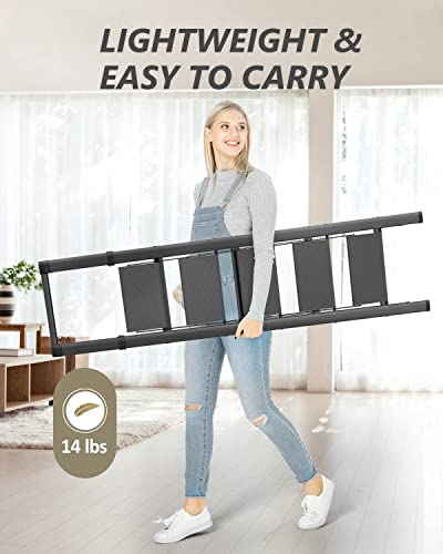 E-riding 5 Step Ladder, Folding Step Stool, Lightweight Steel Foldable Black Ladder for 10 Foot High Ceiling with Anti-Slip Wide Sturdy Pedal and Handgrip, Multi-Use for Home (300 lbs Capacity) - Thumbnail 7