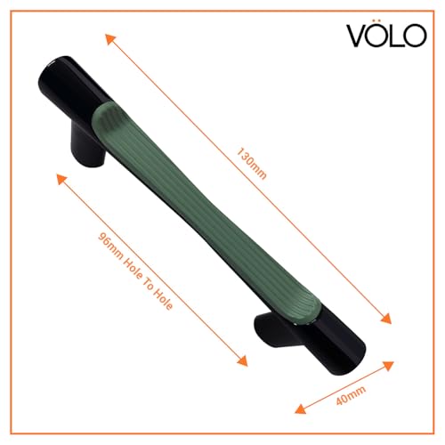 Image of VOLO Wardrobe Cabinet Handle - Sleek Pull Handle for Drawers, Wardrobes, Sliding Doors, and Cabinets in Kitchen, Bedroom, and Office (R-241) (2, Green, 96MM (4 Inch))