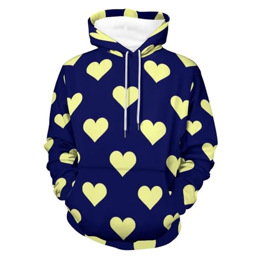 Sweatshirt pull pour homme femme avec motif coeur jaune, le sweat à capuche stylé en taille S.