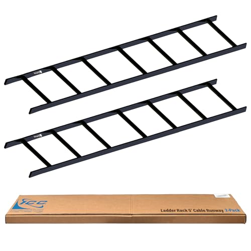 ICC Ladder Rack 5-Foot Cable Runway Straight Section – 16-Gauge Steel, Horizontal Cable Management for Server Racks & Telecom Systems, 2 Pack, Made in USA