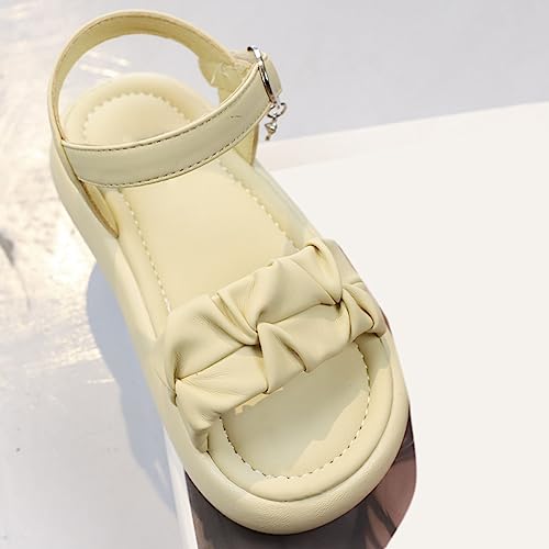 Summer New Solid Rubber Soft Sole Metal Buckle Children's Fashion Casual Flat Bottom Girls Sandals Size 3 Big Girls3