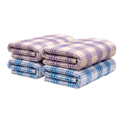 Image of Athom Living Premium Hand Towels- Cotton, 400 GSM, Ultra Soft, Quick Dry, Highly Absorbent | for Hand, Kitchen and Gym | 60 * 40 cm, Pack of 4 (Lavender & Blue Strips)