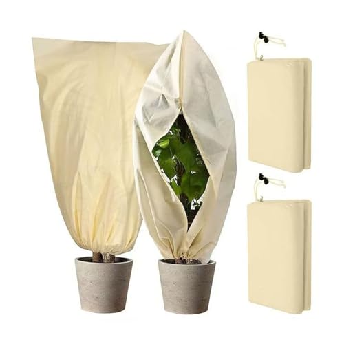 Comioke Lot de 2 Voile Hivernage Plante Exterieur 80x120 cm, Protection Hivernale Respirante avec Fermeture Éclair pour Arbres (Olivier, Palmier, Citronnier), Arbres et Arbustes