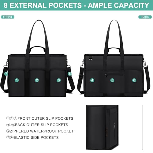 KEBEIXUAN Tote Bag for Women Work, Laptop Bag with Thick Bottom, Waterproof, 22 Pockets for Teacher, Nurse, Professionals2