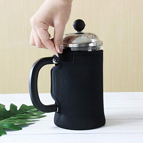 Image of InstaCuppa French Press Neoprene Sleeve Add on for Protection and Insulation (Black, 600 ml)