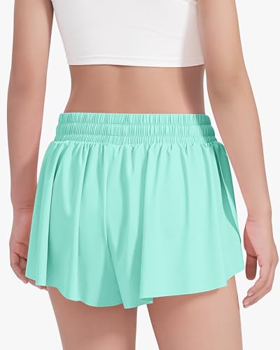 Image of HASMES Girls Butterfly Shorts Teen Flowy Athletic Shorts for Running Dance Cheer 5-14Y