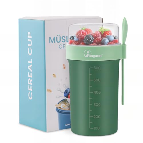 Bugucat Müslibecher to Go 760ml+230ml,Praktischer Joghurtbecher to Go Müsli to Go Becher mit...