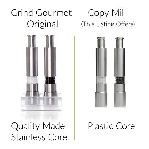 Salt And Pepper Grinder Set, Copy Of Grind Gourmet™ Original Pump And Grind Mills, Stainless One Hand Operated Salt And Pepper Mill Set Of 2 Or Buy A Single Pepper Mill (1) #TOP1