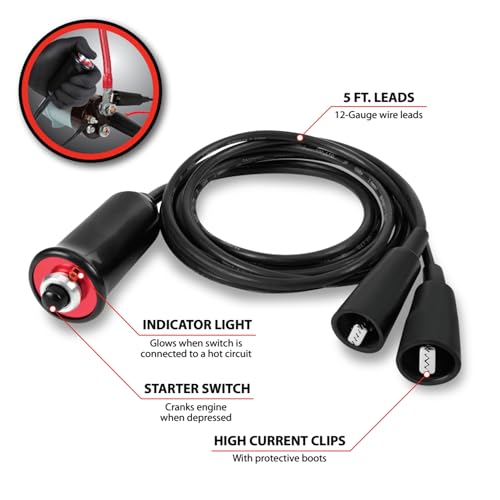 Performance Tool W80586 Heavy Duty Remote Starter for Car and Truck Engines with Push-Button Switch and 5-ft Wire Leads , Black by Performance Tool - Image 2