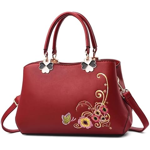 FOLOVEYA Elegant Floral Embroidered Handbag Cover