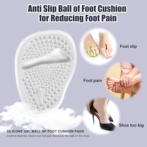Image of SIIHEA Metatarsal Pads Ball of Foot Cushions, Heel Inserts for Women, Foot Pain High Heel Comfort Shoe Filler, Heel Pads Grips for Shoe Too Big, Loose Shoes, Blisters (2PairsClear)