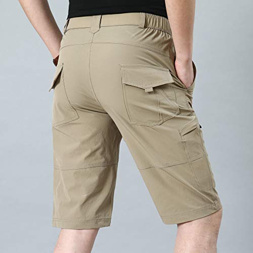 HOW'ON Shorts masculino para caminhada ao ar livre cintura expansível, leve, secagem rápida, Caqui,