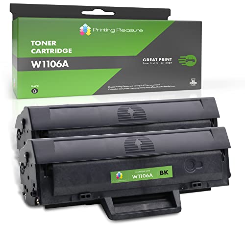 Price comparison product image Printing Pleasure 2 Compatible W1106A 106A Toner Cartridges with CHIP for HP Laser MFP 135a 135ag 135r 135w 135wg 137fnw 137fwg / 107a 107r 107w - Black,  High Yield (1