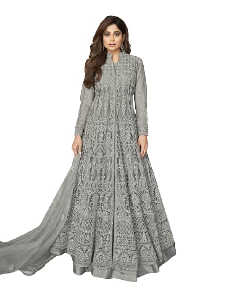 Amazon.com: Survauttam Fashion Butterfly net Fabrics Party Wear Readymade  Gown In Pink Color With Embroidery Work : Clothing, Shoes \u0026 Jewelry