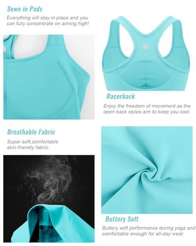 Image of RUNNING GIRL High Impact Sports Bras for Women - Square Neck Longline Workout Crop Tops with Built in Shelf Yoga Bra(BX3071Bright Green,XXL)