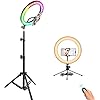 10″ Ring Light with Stand, Color Changing RGB LED Ring Light with Two Tripod Stand and Phone Holder & 10 Brightness Level & Camera Remote Shutter for Makeup,YouTube,Video,Photography