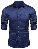 Navy Blue Floral Print Dress Shirt