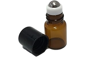 Comprehensive Amber Glass Mini Roll-On Bottles Pack of 50 for Essential Oils
