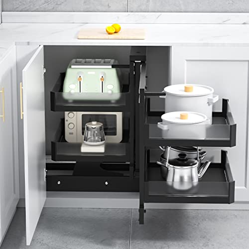 Armario de cocina con 4 cestas, estante deslizante, organizador de armario extraíble completo, estante para platos, organizador de esquina resistente para el hogar, cocina, baño
