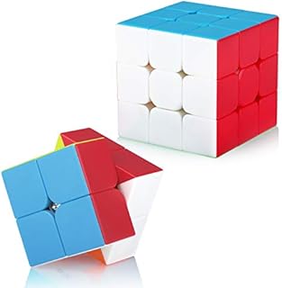 Speed Magic Cube Set, 2 Pack, Speed Set 2x2 3x3, Smooth Stickerless Magic Cube Set Brain Teasers Stocking Fillers for Kids