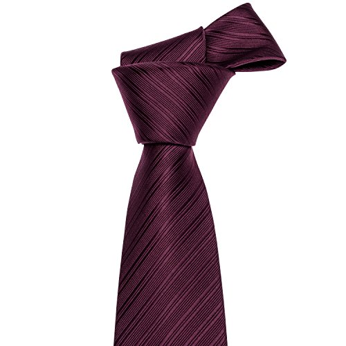 Image of Barry.Wang Solid Striped Tie for Men Silk Necktie Pocket Square Cufflinks Formal Wedding Party Business