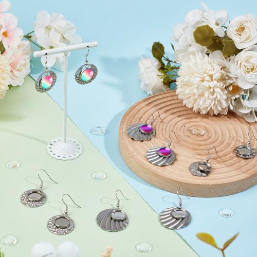Pendientes de cabujón de acero inoxidable SUNNYCLUE con 48 piezas de bisel blanco y vidrio 5