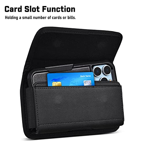 Acckuo Leather Phone Holster For Iphone 11 Pro Max, 12 Pro Max, 13 Pro Max, 14 Pro Max, 14 Plus, Xs Max Cell Phone Belt Clip Holder Pouch Case With Card Slot, Black #TOP1