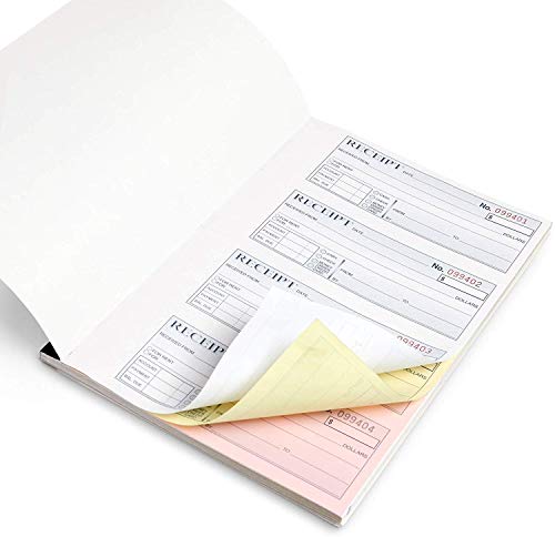 Blue Summit Supplies Triplicate Receipt Book, 100 Per Book, 500 Total, 5 Pack, 3 Part Carbonless Payment Receipt Books For Money, Rent, Or Cash With White/Yellow/Pink Copies, 11 X 7.5 Inch, #TOP5