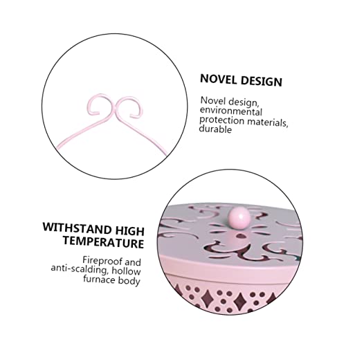 Containers With Lids Incense Burner Containers With Lids Round Container With Lid - Burners Portable Coil Holder Incense Burner Holder Hollow-Out Incense Burner Pink Plate #TOP6
