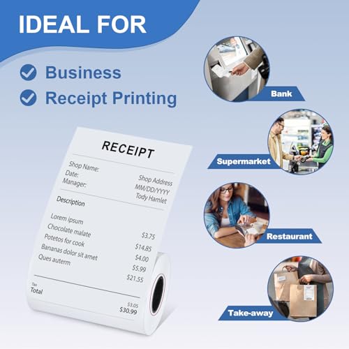 50 Rolls- 2 1/4 X 50 Thermal Receipt Paper Rolls- Fits All Pos Cash Registers, For Clover POS Cash Register Printers-Premium Quality German Paper