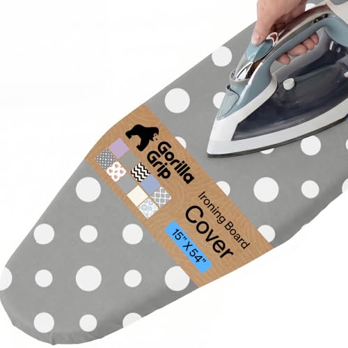 Image of Gorilla Grip Reflective Silicone Ironing Board Cover, 15x54, Fits Large and Standard Boards, Pads Resist Scorching and Staining, Elastic Edge Covers, Thick Padding, No Fasteners Needed, Dots