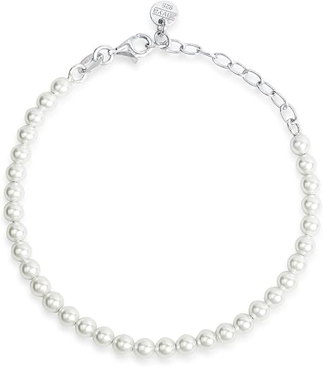 ZAVYA 925 Sterling Silver Freshwater Pearl Modest Rhodium Plating Link Bracelet | Gift for Women and Girls | 1 Year Platin...