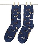Roits Calcetines Perros Salchicha Azules Hombre y Mujer - Calcetines de Dibujos Originales Divertidos Estampados Regalo Perritos Teckels Colores Molones Accesorios (36-40)