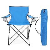 HaSteeL Folding Camping Chair & Carrying Bag, Foldable Camp Chair with Cup Holders for Adults, Portable for Lawn, Outdoors, Fishing, Hiking, Travel, Picnic, Beach, Oversized & Supports 275lbs (Blue)