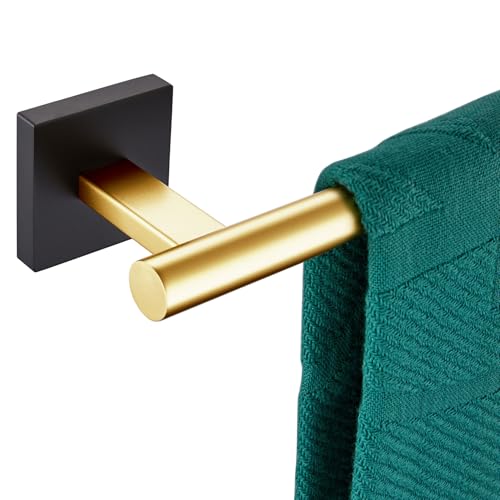 Image of KOKOSIRI Bathroom Towel Bar Bath Towel Holders for Toilet Kitchen Cabinet Wall Mount 24 Inch Black with Gold Stainless Steel B4005GDK-L24