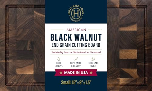 Handmade Walnut Cutting Board – Wooden Chopping Board with Juice Groove and Handles – Durable, Knife-Friendly, and Made in the USA