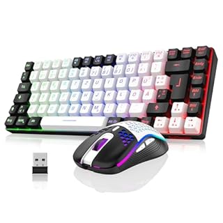 RedThunder 75% Wireless Gaming Tastiera e Mouse Set, DE TKL Layout, 85 tasti, Ricaricabile Compatto, Mouse Ultraleggero 7200DPI con Costruzione Honeycomb per PC Mac PS5 Xbox Gamer (Bianco-Nero)