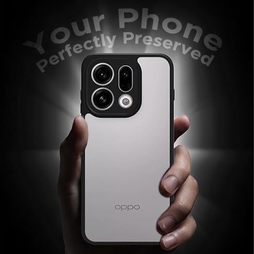 Image of RIGGEAR Shockproof Sleek Hybrid Armor Back Cover Case for Oppo Find X9 5G (Clear PC + Black TPU Bumper)