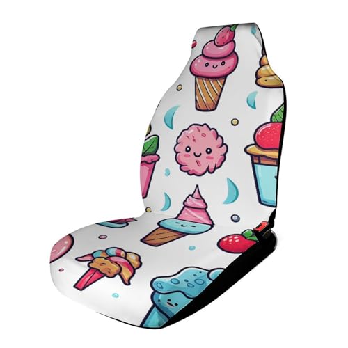 Protection de siège auto avec bande élastique anti-glisse et motif crème glacée universel