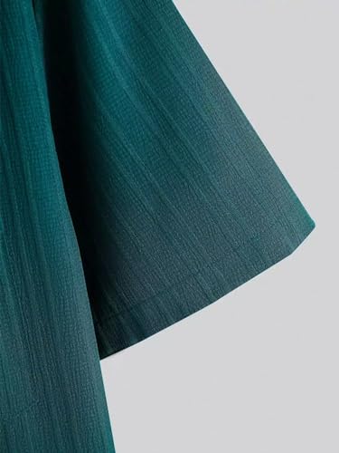 Image of Green Solid Color Mens Half Sleeves Cords Cotton Material