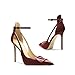 Qunvngutui Women's Pointed-Toe Bag-Toe Strappy V Buckle High-Heeled Shoes Sexy Stiletto Pumps Wine Red Patent Leather US8.5
